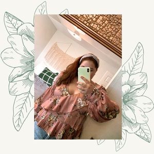 Sold Pink Leith Floral Long Sleeve Top